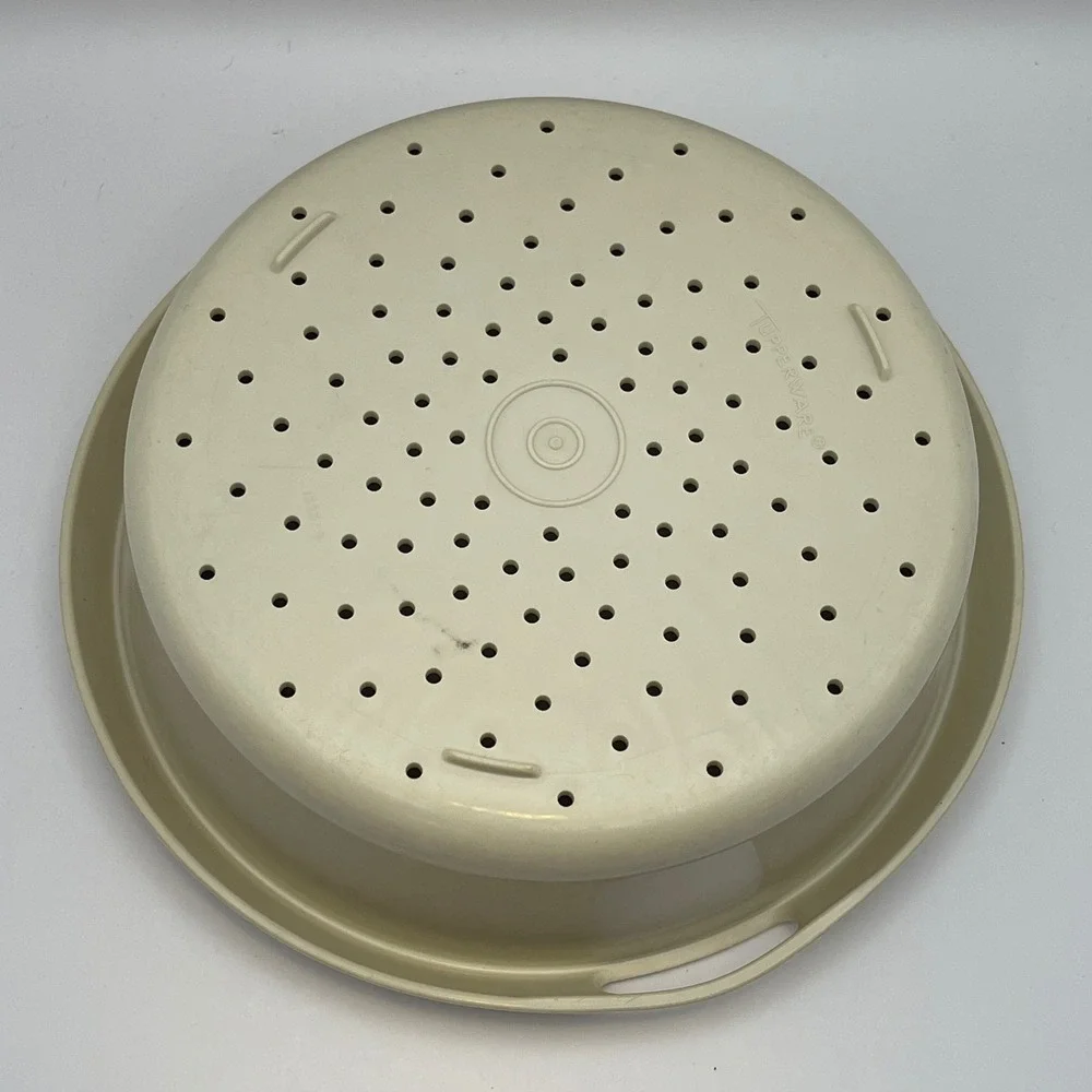 Tupperware Colander Strainer‎ Steamer Basket Beige Plastic Kitchen Gadget